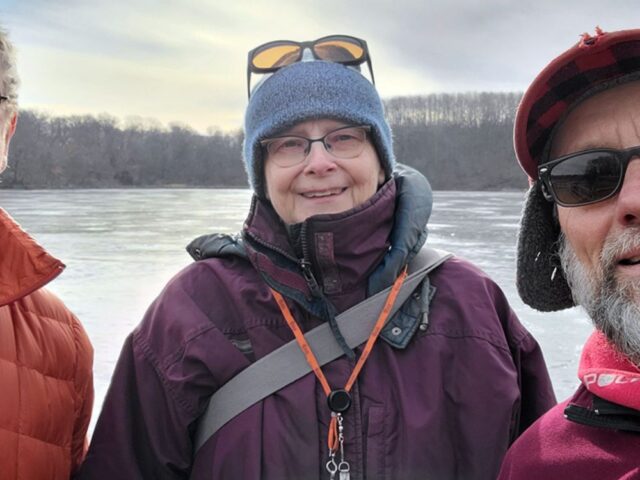 Picture is of Sally at a TIC ice fishing program with Jim Emery, our environmental educator, and Lee Stoe, another awesome TCTU volunteer. 